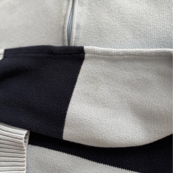 Y2K Liz & Co Cotton Quarter Zip Striped Sweater Blue Navy Large - Picture 9 of 9